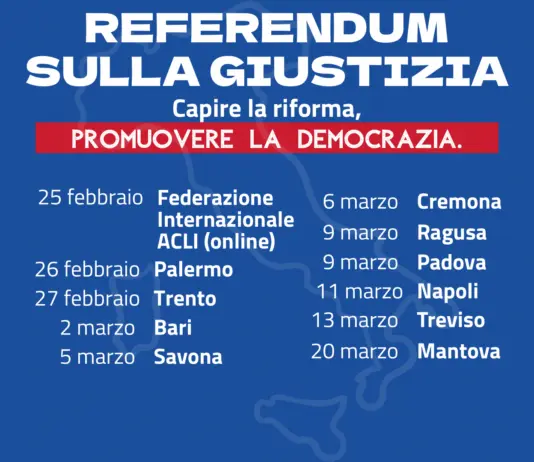 Le ragioni del NO. Le date di tutti gli eventi Acli dal 25 febbraio al 20 marzo